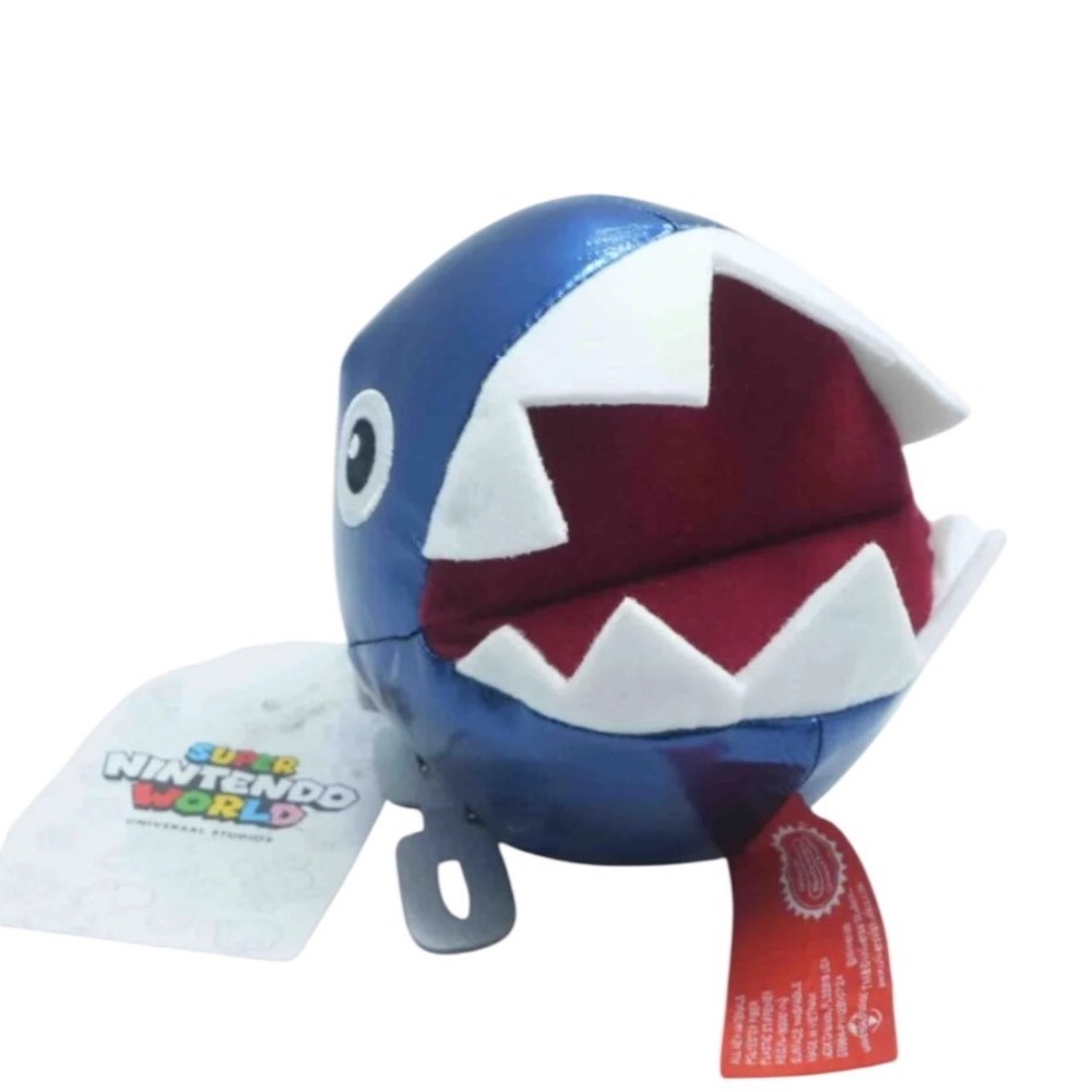 Nintendo Chain Chomp Plush Kids Blue New Super Nintendo World Metallic NWT